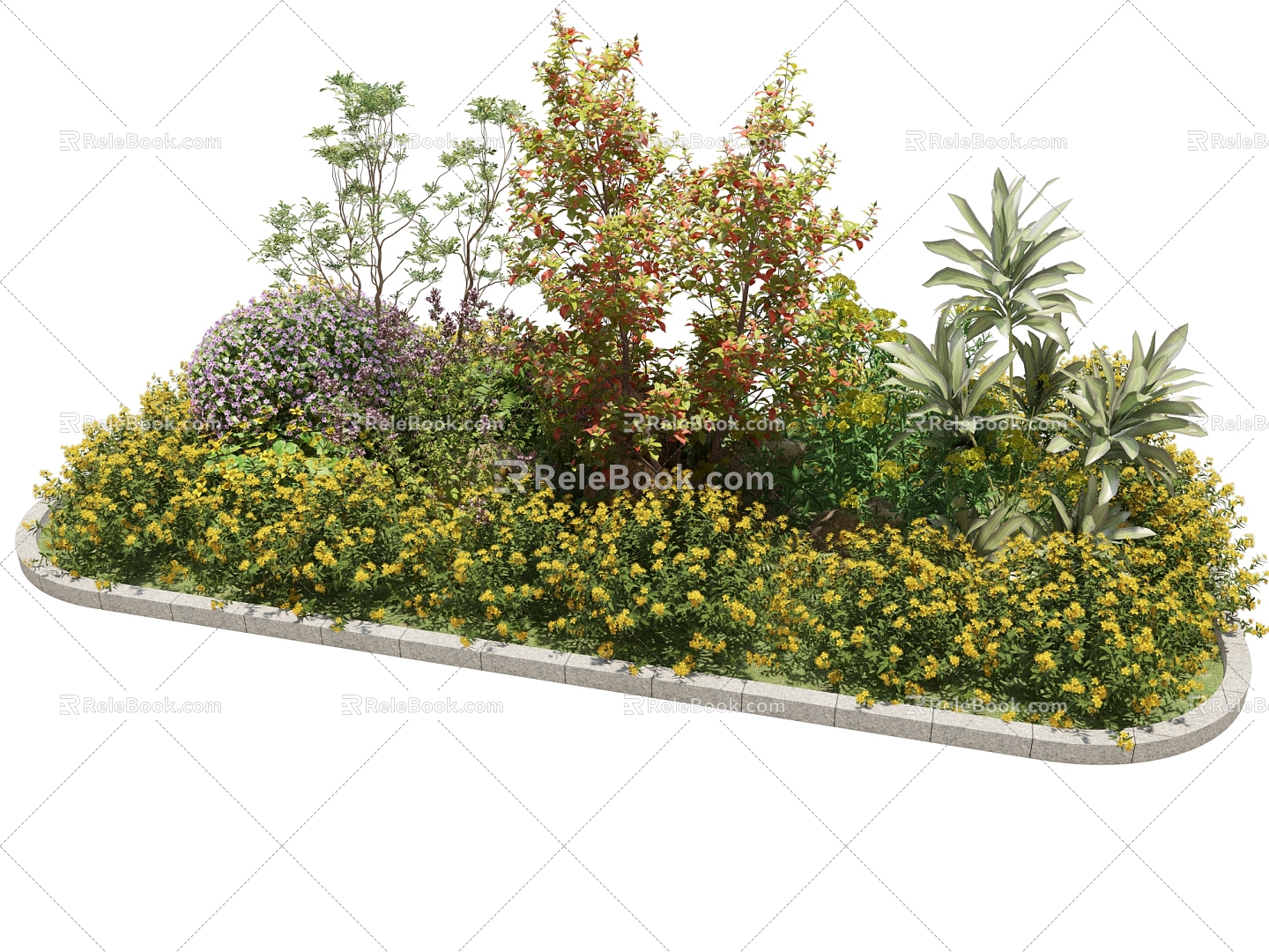 Modern shrub flower bed 3d model