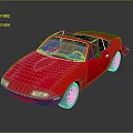 Red Convertible Car With Black Top White Wheels And Sleek Shiny Body Design
