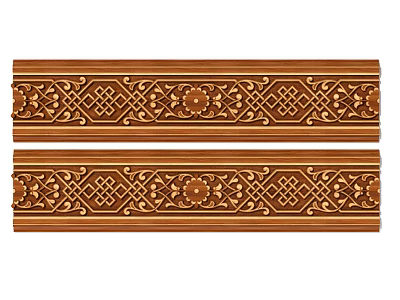 Intricate Carved Wooden Decorative Strips Featuring Floral And Geometric Patterns 3d model