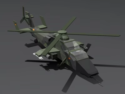 3D Military Helicopter Model With Camouflage Paint Rotor And Fuselage Design 3d model