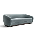 Modern Two Seater Sofa in Light Gray Velvet with Sleek Design and Wooden Base