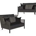Nordic Double Sofa Multi-Person Sofa Backrest Sofa Leisure Sofa Pillow Blanket Long Sofa 3d model