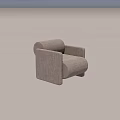Modern Minimalist Single Sofa With Light Gray Fabric And Rounded Armrests 3d model