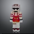 Pixelated Character Biological Design in Red Pink Striped Outfit Minecraft Style