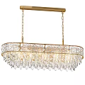 Modern Luxurious Crystal Chandelier With Golden Frame And Hanging Transparent Crystals