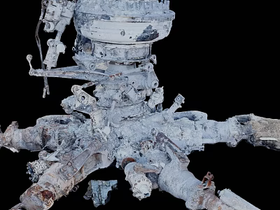 Detailed View Of Complex Mechanical Structure With Worn Metal Components And Rusty Parts 3d model