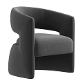 Modern Single Sofa With Curved Armrest And Light Gray Fabric Upholstery For Living Room