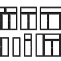 Various Modern Window Designs With Black Frames And Glass Panels For Home Use 3d model