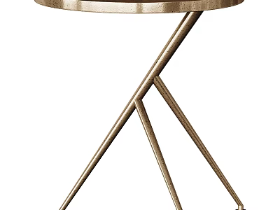 Modern Dressing Table With Gold Metal Cross Legs And Round Smooth Top 3d model