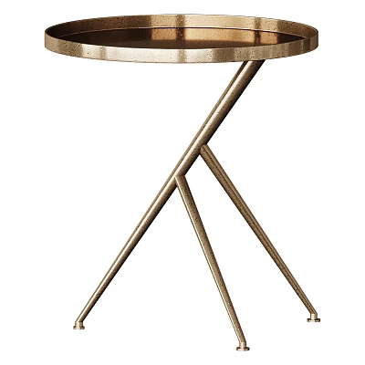 Modern Dressing Table With Gold Metal Cross Legs And Round Smooth Top 3d model