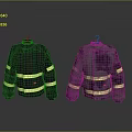 Firefighter Jackets Daily Supplies Showing New And Worn Versions With Yellow Stripes Red Emblems Hanging