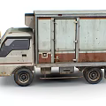 Old Rusty White And Brown Box Truck With Double Doors And Roof Ventilation Unit
