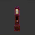 Classic Wooden Grandfather Clock With Ornate Top Golden Dial And Pendulum