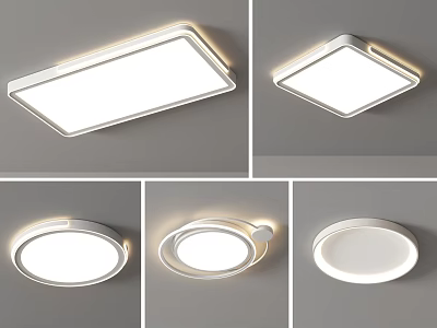 Modern Sleek Ceiling Lights With Various Square And Round Shape Designs 3d model