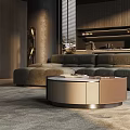Modern Living Dining Room Interior With Large Sofa Floor to Ceiling Windows And Green Plants