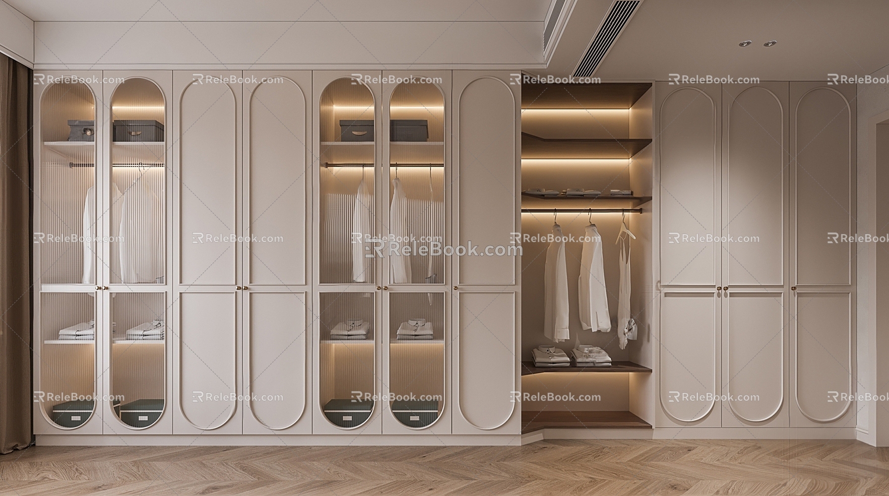 Modern French Cream Wardrobe 3d model