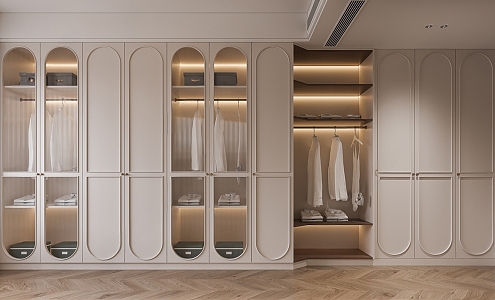 Modern French Cream Wardrobe 3d model