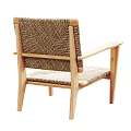 Natural Wooden Leisure Chair With Woven Seat Backrest And Armrests Design