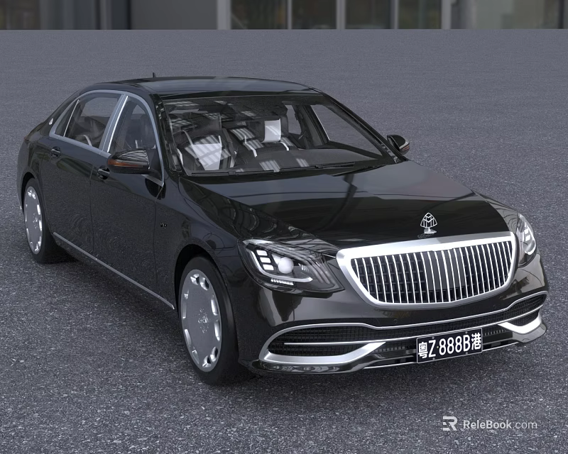 Black Luxury Sedan With Elegant Exterior Chrome Grille And Sleek Body Design 3d model 