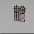Classic Double Arched Window Furniture With Wooden Frame And Glass Panes