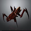 Red Armored Fantasy Character With Spider Like Creature Intricate Design Details
