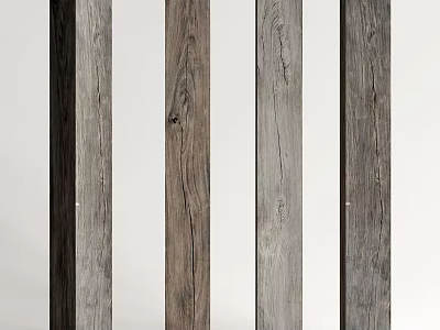 Natural Wooden Columns With Unique Wood Grain And Various Tones For Interior Design 3d model