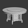 Traditional Chinese Mahogany Round Dining Table With Carved Surface And Openwork Leg Patterns 3d model