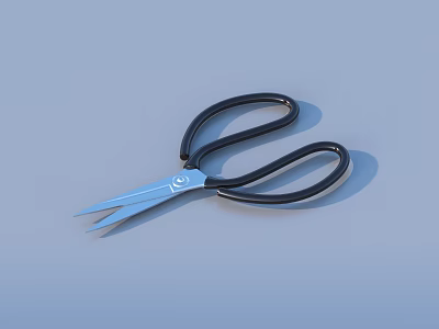 Practical Household Scissors With Black Handles And Sharp Metal Blades For Everyday Use 3d model