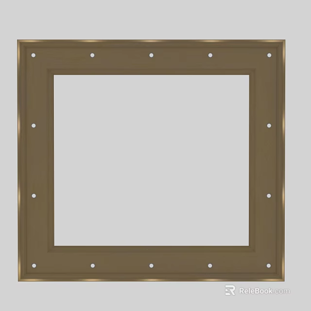 Brown Framed Ceiling Design With Recessed Gray Panel And Decorative Nails 3d model 