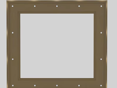Brown Framed Ceiling Design With Recessed Gray Panel And Decorative Nails 3d model