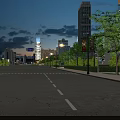 Road Infrastructure in Urban Night View With Street Lights Road Markings and Tall Buildings