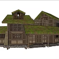 Ancient Architecture Traditional Design With Moss Covered Roof And Wooden Structure