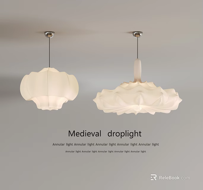Medieval Luxury Interior With Irregular Shaped Pendant Lights And Elegant Design 3d model 