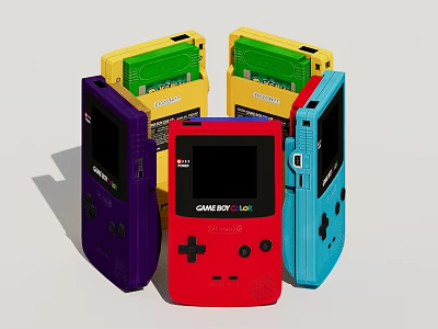 Vintage Multicolored Game Boy Handheld Digital Game Consoles Collection 3d model