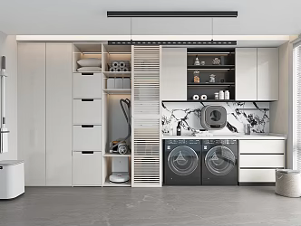 modern laundry room balcony washing machine cabinet 3d model