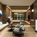 Hotel Guest Room Traditional Wooden Interior With Large Bed Floor to Ceiling Windows Mountain View