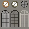 Decorative Round and Arched Windows with Various Colors for Wall Design 3d model