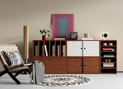 Quiet Ancient Entrance Cabinet End View Entrance Cabinet Side Cabinet Bookcase Casual Chair Audio 3d model