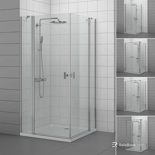 Shower Sauna Design In Modern Bathroom With Glass Door And Tile Wall 3d model 