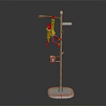 Orange Monkey Hanging On Street Lamp Pole With Street Light And Base