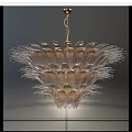 Elegant Layered Crystal Chandelier With Glass Petal Design And Golden Accents