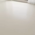White Polished Floor Tiles In Bright Room With Window And Curtain