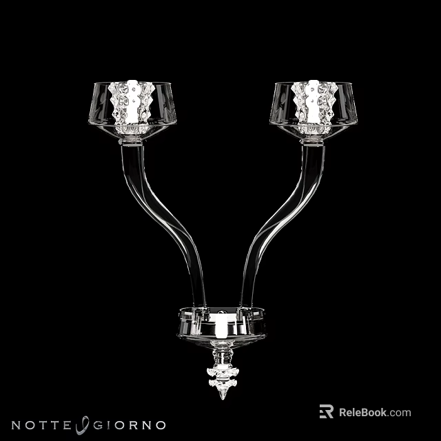 Elegant Glass Wall Lamps With Curved Stand And Ornate Base Design 3d model 