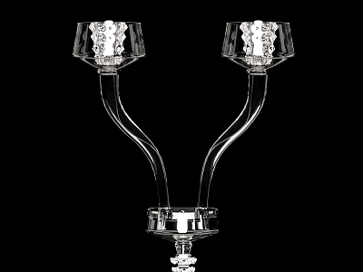 Elegant Glass Wall Lamps With Curved Stand And Ornate Base Design 3d model