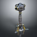 Advanced Mechanical Device Featuring Camera Lens Cylindrical Structure And Yellow Support Components