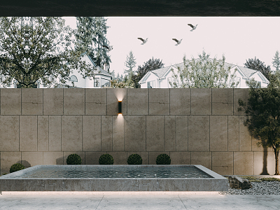 Modern courtyard sunken garden 3d model