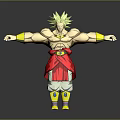 Game And Movie Character Green Haired Muscular Figure With Red Outfit Yellow Accessories 3D Model Design