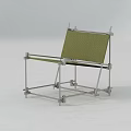 Modern Lounge Chair With Green Fabric Seat And Metal Frame Design