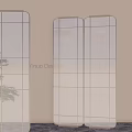 Modern Glass Room Dividers With LED Lighting And Potted Plant On Marble Floor