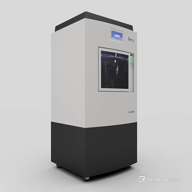 Standalone Black And White Office Appliance With Digital Display And Control Panel 3d model